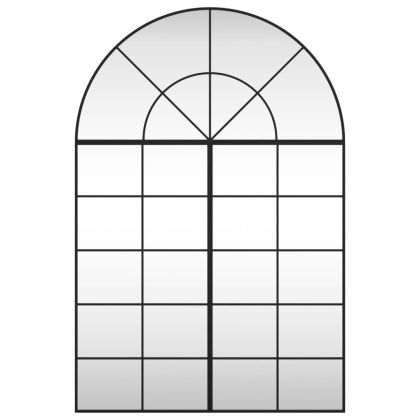 Стенно огледало, черно, 100x150 см, арка, желязо