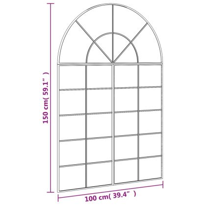 Стенно огледало, черно, 100x150 см, арка, желязо