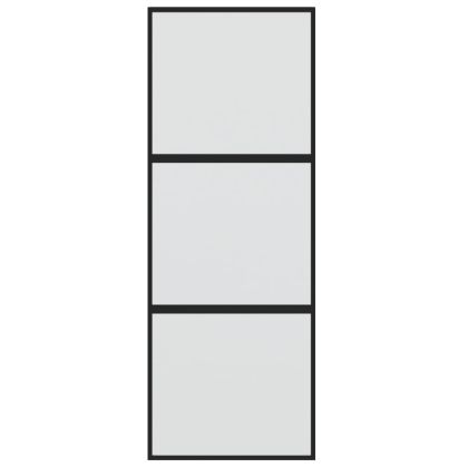 Плъзгаща се врата, черна, 76x205 см, закалено стъкло и алуминий