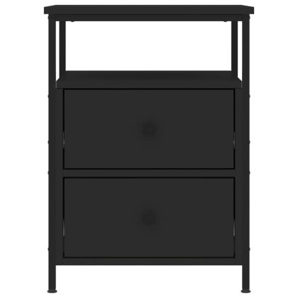 Нощно шкафче, черно, 44x45x60 см, инженерно дърво