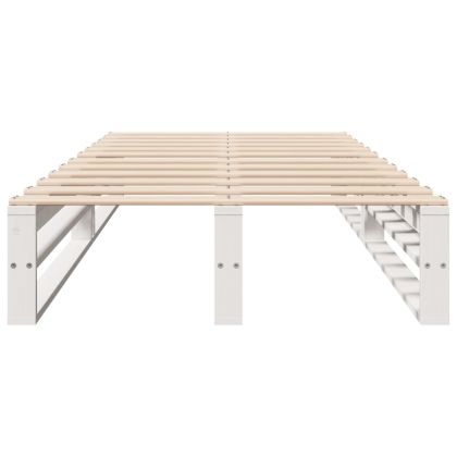 Рамка за легло без матрак, бял, 90x200 см, бор масив