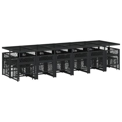 Градински комплект с възглавници 17 части полиратан черен