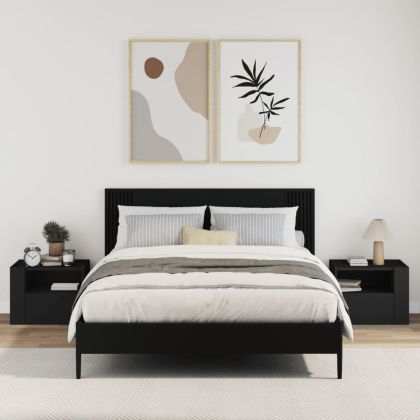 Нощни шкафчета за стенен монтаж, 2 бр, черни, 45x30x35 см