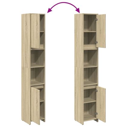 Шкаф за баня, дъб сонома, 30x30x183,5 см, инженерно дърво