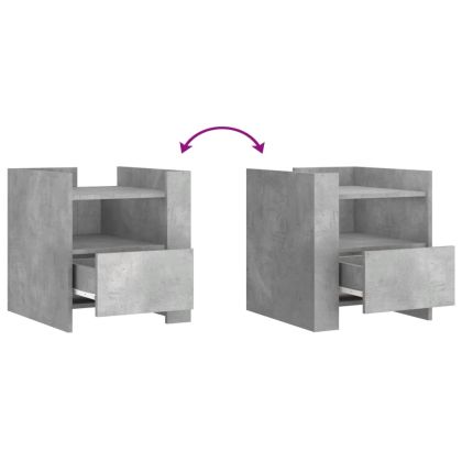 Нощно шкафче, бетонно сиво, 45x50x50 см, инженерно дърво