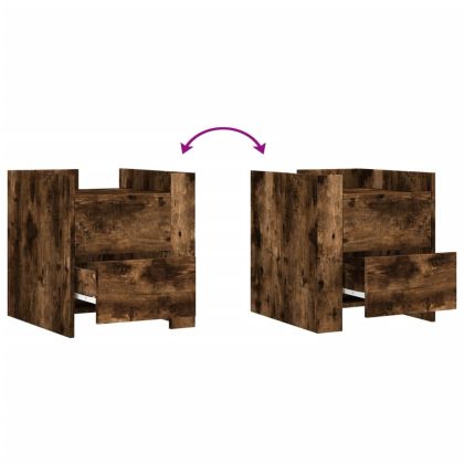 Нощно шкафче, опушен дъб, 45x50x50 см, инженерно дърво