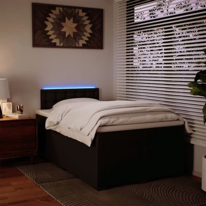 Боксспринг легло с матрак, черно, 120x200 см, изкуствена кожа