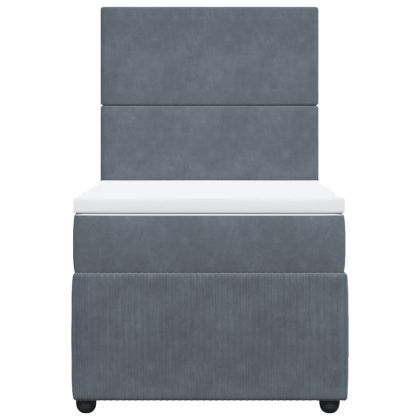 Боксспринг легло с матрак, тъмносиво, 100x200 см, кадифе