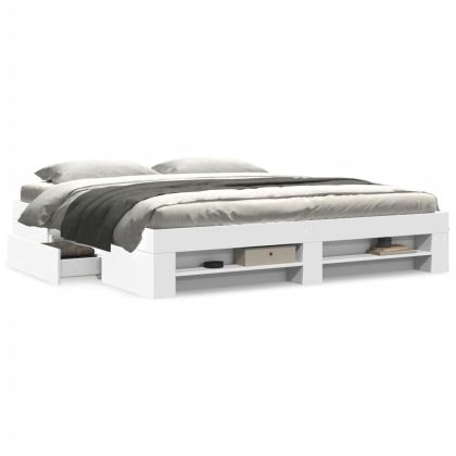 Рамка за легло без матрак Бяла 180x200 см инженерно дърво