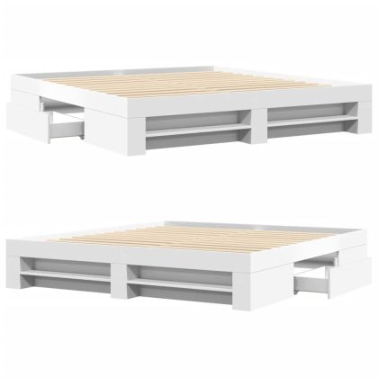 Рамка за легло без матрак Бяла 180x200 см инженерно дърво