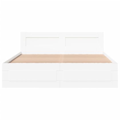 Рамка за легло с табла без матрак, бяла, 160x200 см