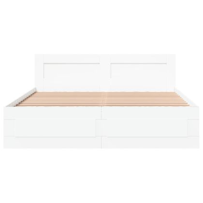 Рамка за легло с табла, бяла, 150x200 см, инженерно дърво