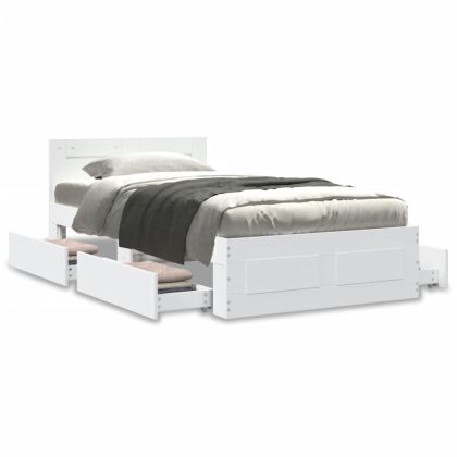 Рамка за легло с табла без матрак, бяла, 100x200 см