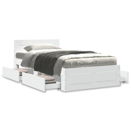 Рамка за легло с табла без матрак, бяла, 90x200 см