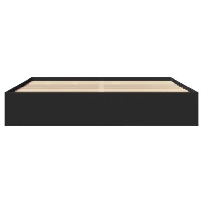 Рамка за легло, черна, 200x200 см, инженерно дърво