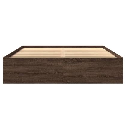 Рамка за легло без матрак Кафяв дъб Инженерна дървесина