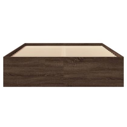 Рамка за легло без матрак Кафяв дъб Инженерна дървесина