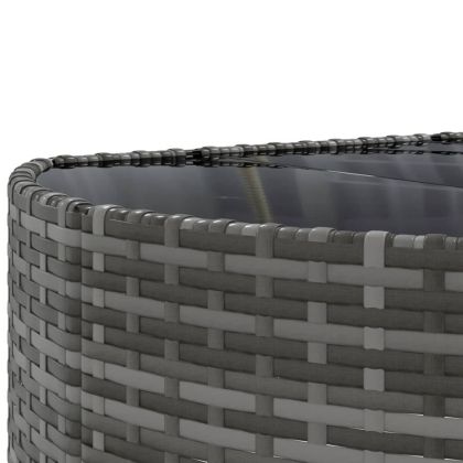 Градински диван с възглавници, 6 части, полиратан, сив