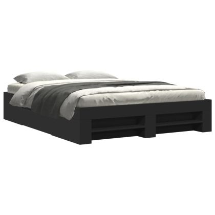 Рамка за легло, черна, 150x200 см, инженерно дърво