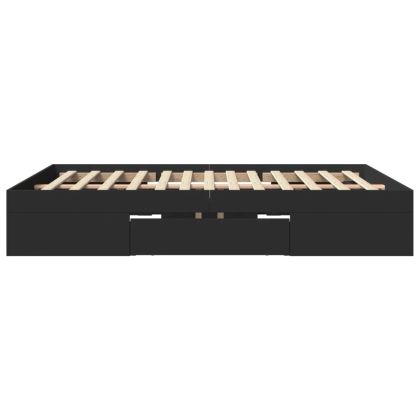 Рамка за легло, черна, 150x200 см, инженерно дърво