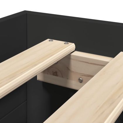 Рамка за легло, черна, 100x200 см, инженерно дърво