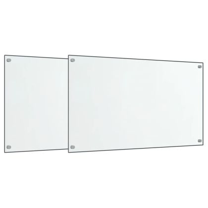 Кухненски гърбове, 2 бр, прозрачен, 70x40 см, закалено стъкло