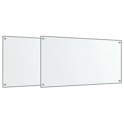 Кухненски гърбове, 2 бр, прозрачен, 80x60 см, закалено стъкло