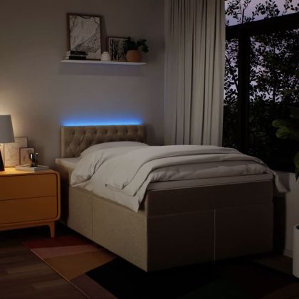 Боксспринг легло с матрак, кремаво, 120x190 см, плат