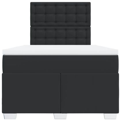 Боксспринг легло с матрак, черно, 120x190 см, изкуствена кожа