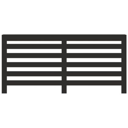 Капак за радиатор, черен, 175x20x82 см, инженерно дърво