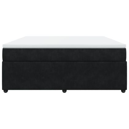 Боксспринг легло с матрак, черно, 180x200 см, кадифе