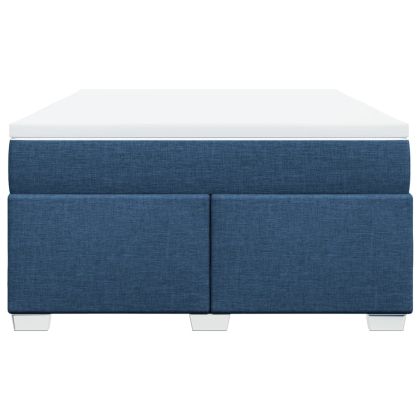 Боксспринг легло с матрак, синьо, 140x200 см, плат