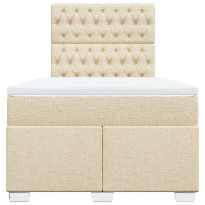 Боксспринг легло с матрак, кремаво, 120x190 см, плат