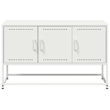 ТВ шкаф, бял, 100,5x39x60,5 см, стомана