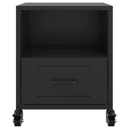 Нощни шкафчета, 2 бр, черни, 36x39x43,5 см, стомана