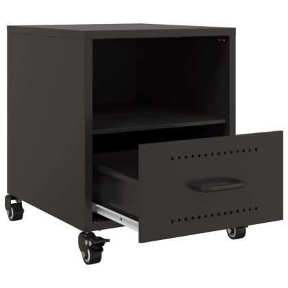 Нощни шкафчета, 2 бр, черни, 36x39x43,5 см, стомана