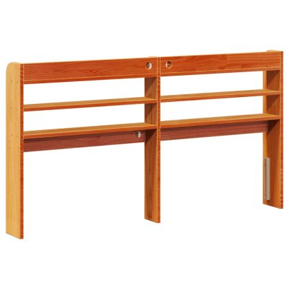 Горна табла с рафтове, восъчнокафява, 160 см, масивно дърво бор