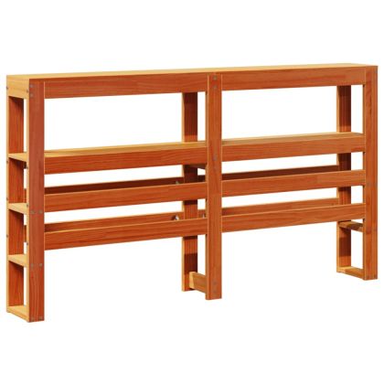 Горна табла с рафтове, восъчнокафява, 150 см, масивно дърво бор