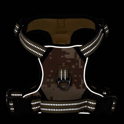 Кучешки нагръдник с отразяващи ивици камуфлажно кафяв M