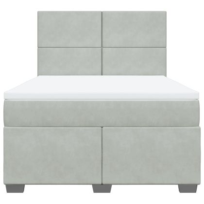 Боксспринг легло с матрак, светлосиво, 140x200 см, кадифе