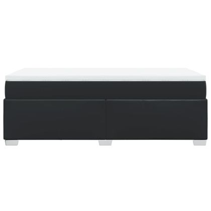 Боксспринг легло с матрак, черно, 100x200 см, изкуствена кожа