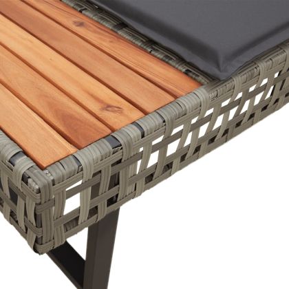 Градински комплект с възглавници 2 части сив полиратан