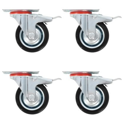 4 бр въртящи се колела с двойни спирачки, 75 мм