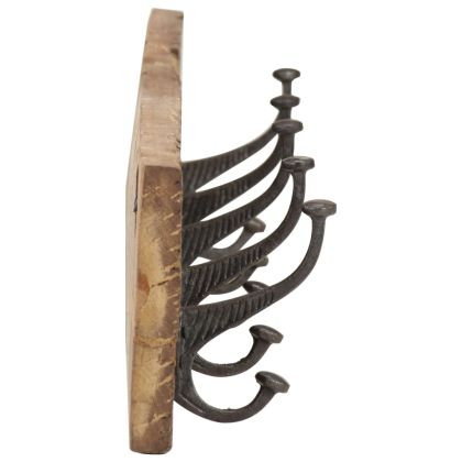 Закачалка с 5 куки, 100x2,5x15 см, регенерирано дърво масив