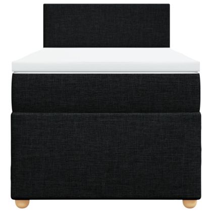 Боксспринг легло с матрак, черен, единично, текстил