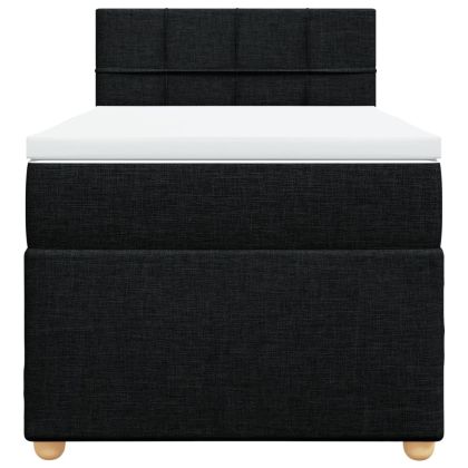 Боксспринг легло с матрак, черен, единично, текстил