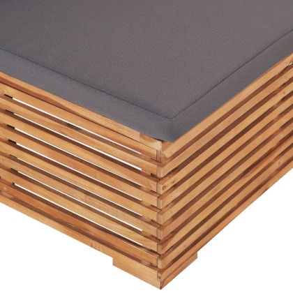 Градински междинен диванен модул със сива възглавница тик масив