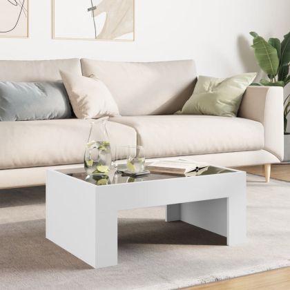 Маса за кафе с Infinity LED, бяла, 70x50x30 см