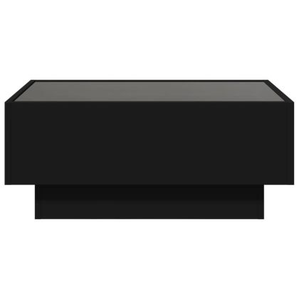 Маса за кафе с LED, черна, 70x50x30 см, инженерно дърво
