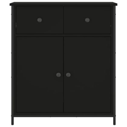 Сайдборд, черен, 70x30x80 см, инженерно дърво